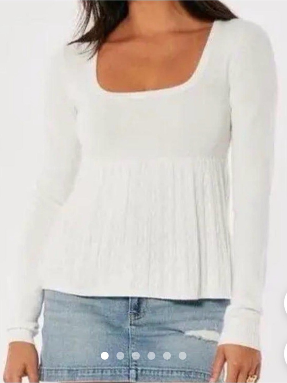 Two (white &blue) Hollister Y2K-style babydoll long-sleeve sweater top
